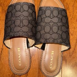 Coach Flat Leather Sandals Size 9