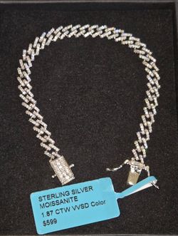 Silver/Moissanite Monaco Link Bracelet