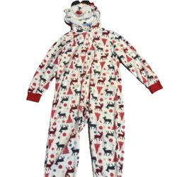 Reindeer Pajamas Adult size Small One Piece Fleece Unisex 