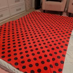 Polka Dot Red And Black Blanket With White Velvet Finish On The Inside Soft Light Perfect Baby Blanket