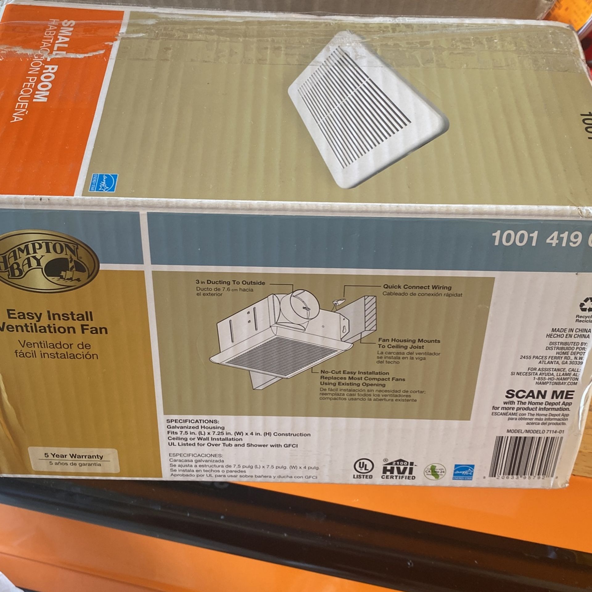 Hampton Bay 50 CFM Wall/Ceiling Mount Roomside Installation Bathroom Exhaust Fan, ENERGY STAR