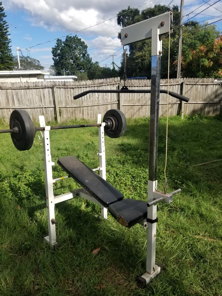 Bench with bars and weight