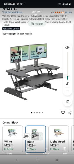Vari pop up desk, black