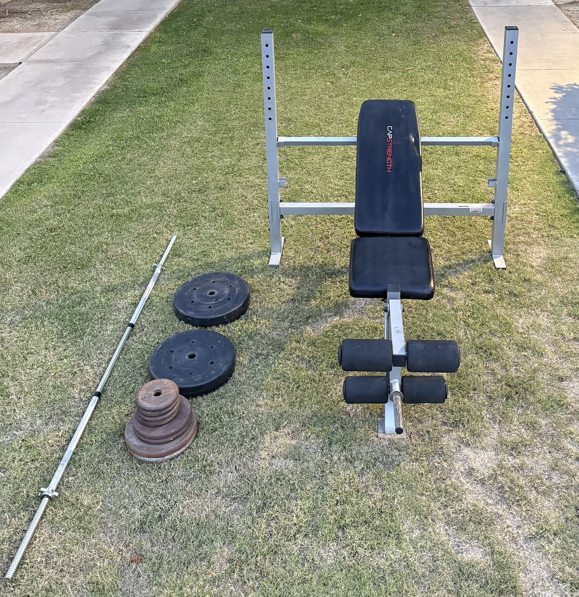 Weight Bench, Barbell And Weights