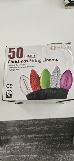 Christmas String Lights. C9. 50 Bulbs 100ft