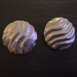 (925) Sterling Silver, Vintage 70s LARGE Post Back Earrings