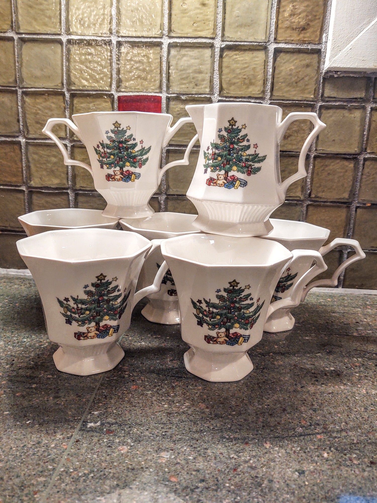 Vintage Porcelain Christmas Tea Set
