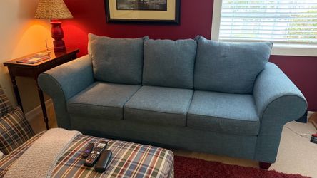 Blue-Gray 3-Seat Upholstered Sofa