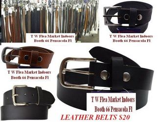 GREAT MEN'S GIFT LOT Leather Belt Top Grain Some Reversable or Removable Buckle and a Leather Wallet Most Sizes Booth 66 T W Flea Market Indoor Mall
