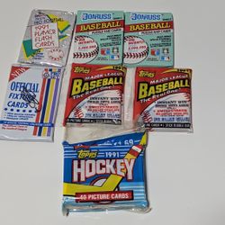 Lot of 7 Sealed Vintage Card Packs 1991 Topps Donruss Pro Set Baseball Football