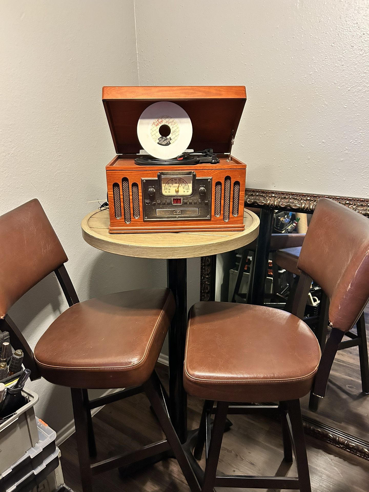 Bar Stand With Three Chairs Record Player Is separate 