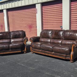 Leather Sofa and Loveseat Set