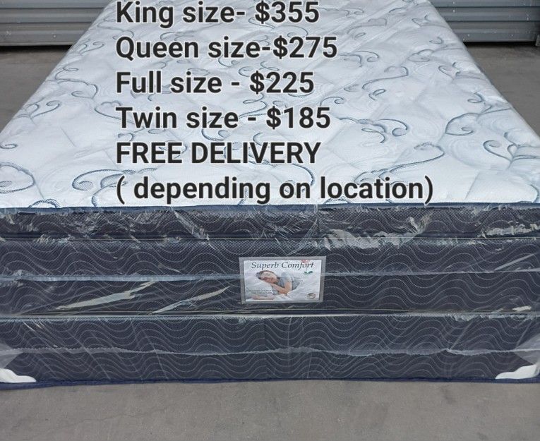 Brand New Queen Size Pillowtop Mattress Included Box Spring.