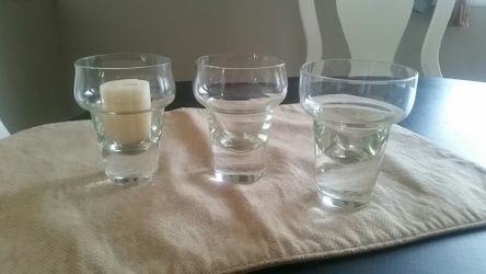 Glass candle holder set of 3