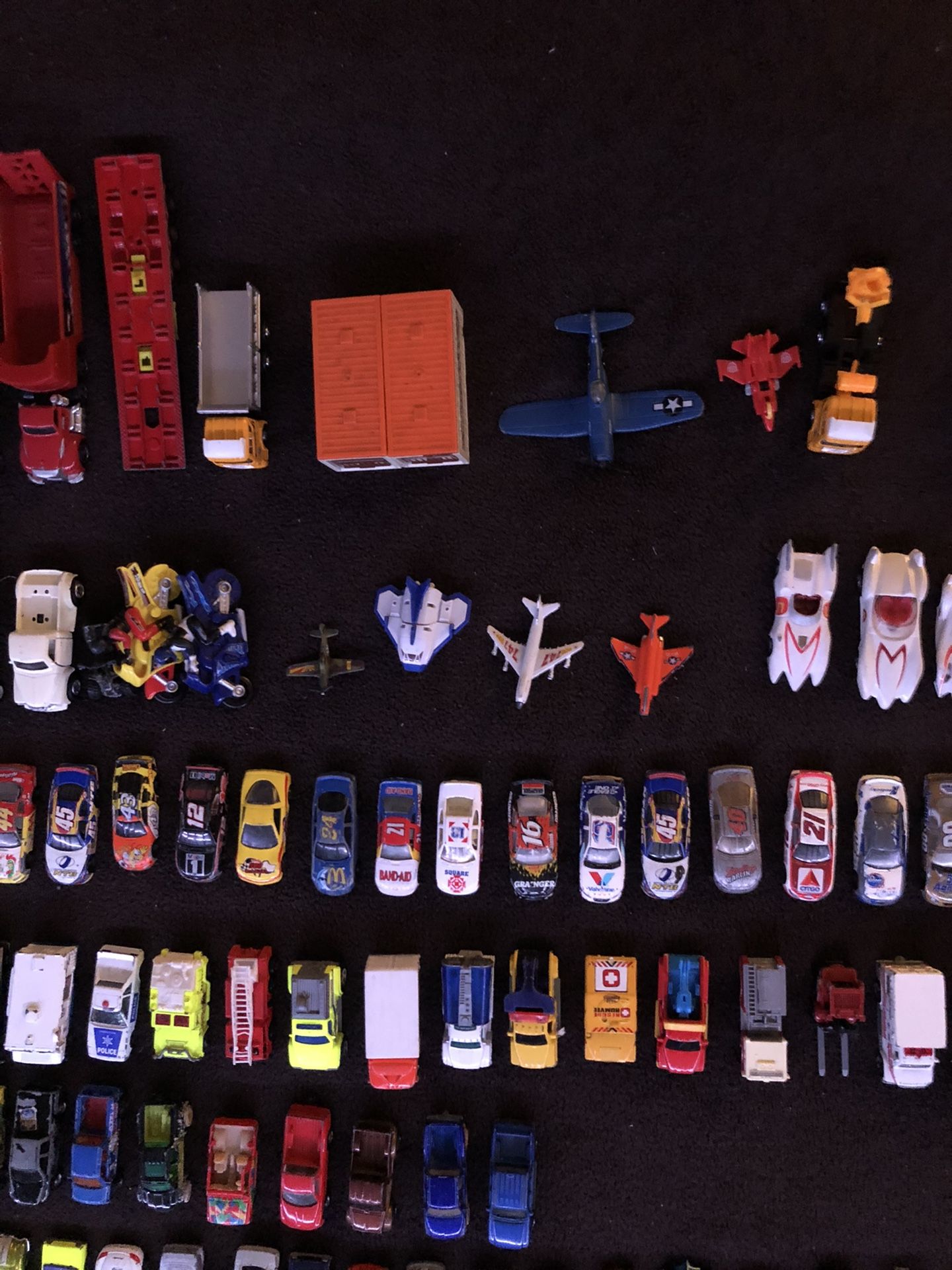 Toy cars, planes, trucks