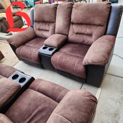 Double Reclining Loveseats with Console
