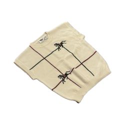 Vintage 90s Boxy Horse Embroidery Sweater Vest Women's Small White Western Rodeo