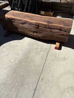 Redwood Log Bench