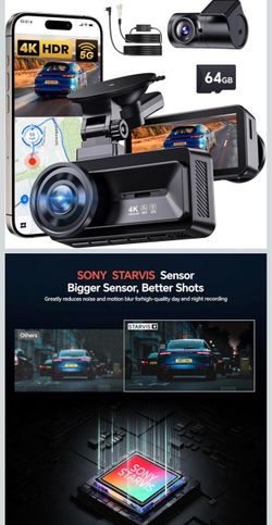 （New）4K Dash Cam Front Rear—64GB SDcard