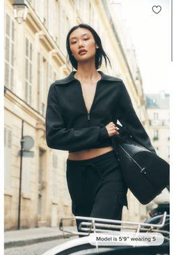 Scholar Knit Cropped Full Zip Jacket Alo brand