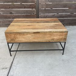 West Elm Industrial Storage Pop-Up Coffee Table in Raw Mango