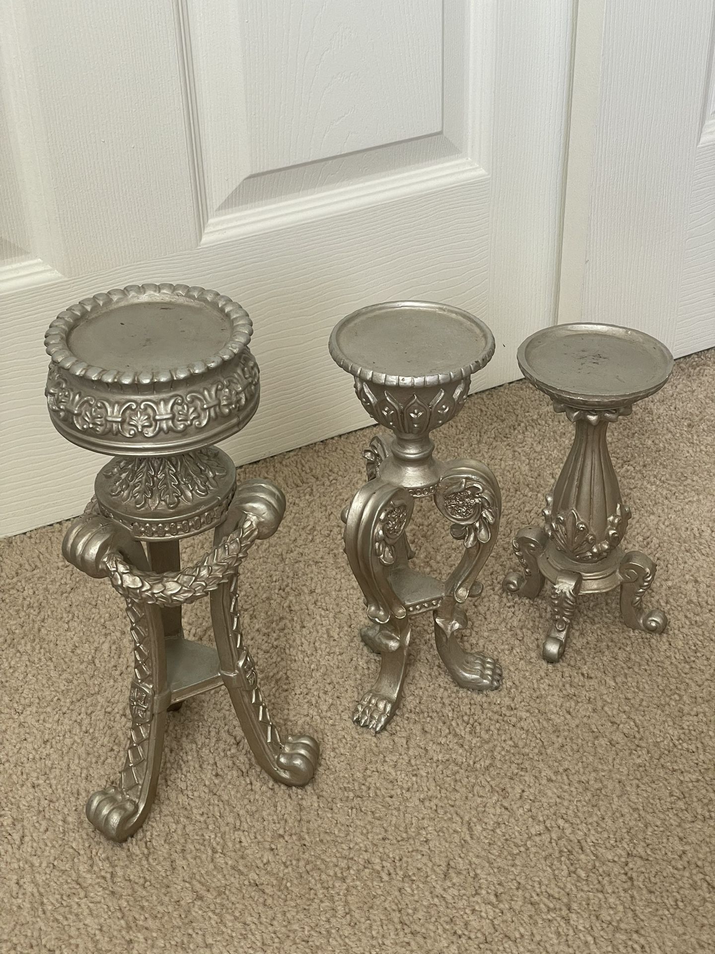 Candle Holders (3 piece set - Silver color)