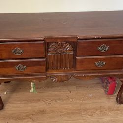 MOVING SALE! Wooden Cherry Finish Entry or Buffet table