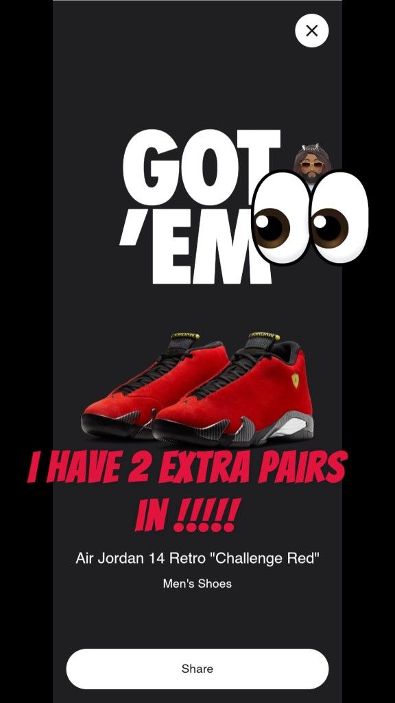 Jordan 14s Ferrari Size 8