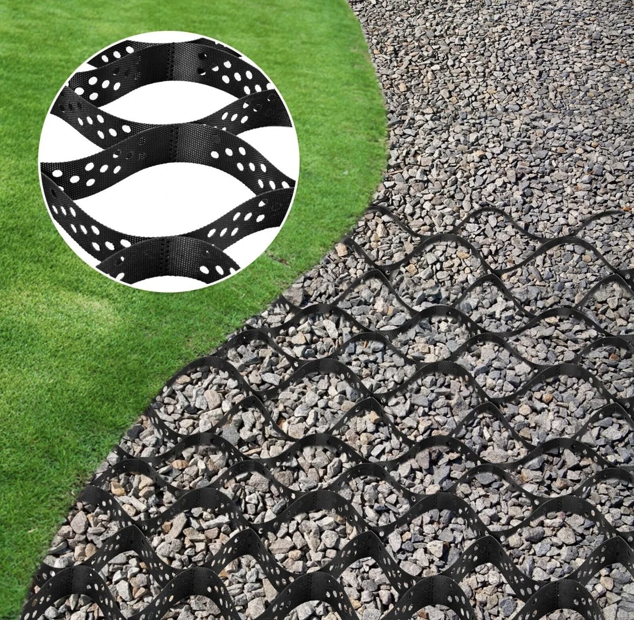 VEVOR Ground Grid, 1885 lbs per Sq Ft Load Geo Grid, 3" Depth Permeable Stabilization System for DIY Patio, Walkway, Shed Base, Light Vehicle Driveway