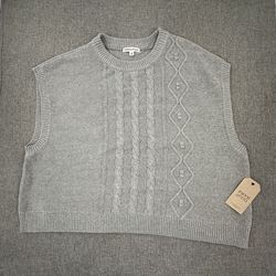 Brand New! Frye and Co Gray knit Sweater Vest 2X Cotton & Acrylic MSRP $70