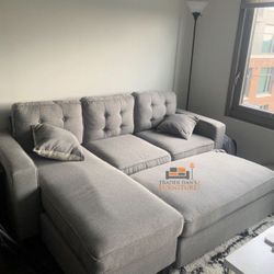 Brand New Light Gray Sectional Sofa Couch With Ottoman 