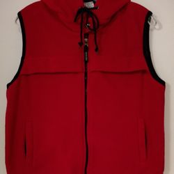 Women's Large Hooded Vest Fleece With 2 Pockets 