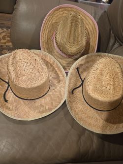 2 adult and 1 kids cowboy hats for halloween costume. Great for family. Once used. Final sale