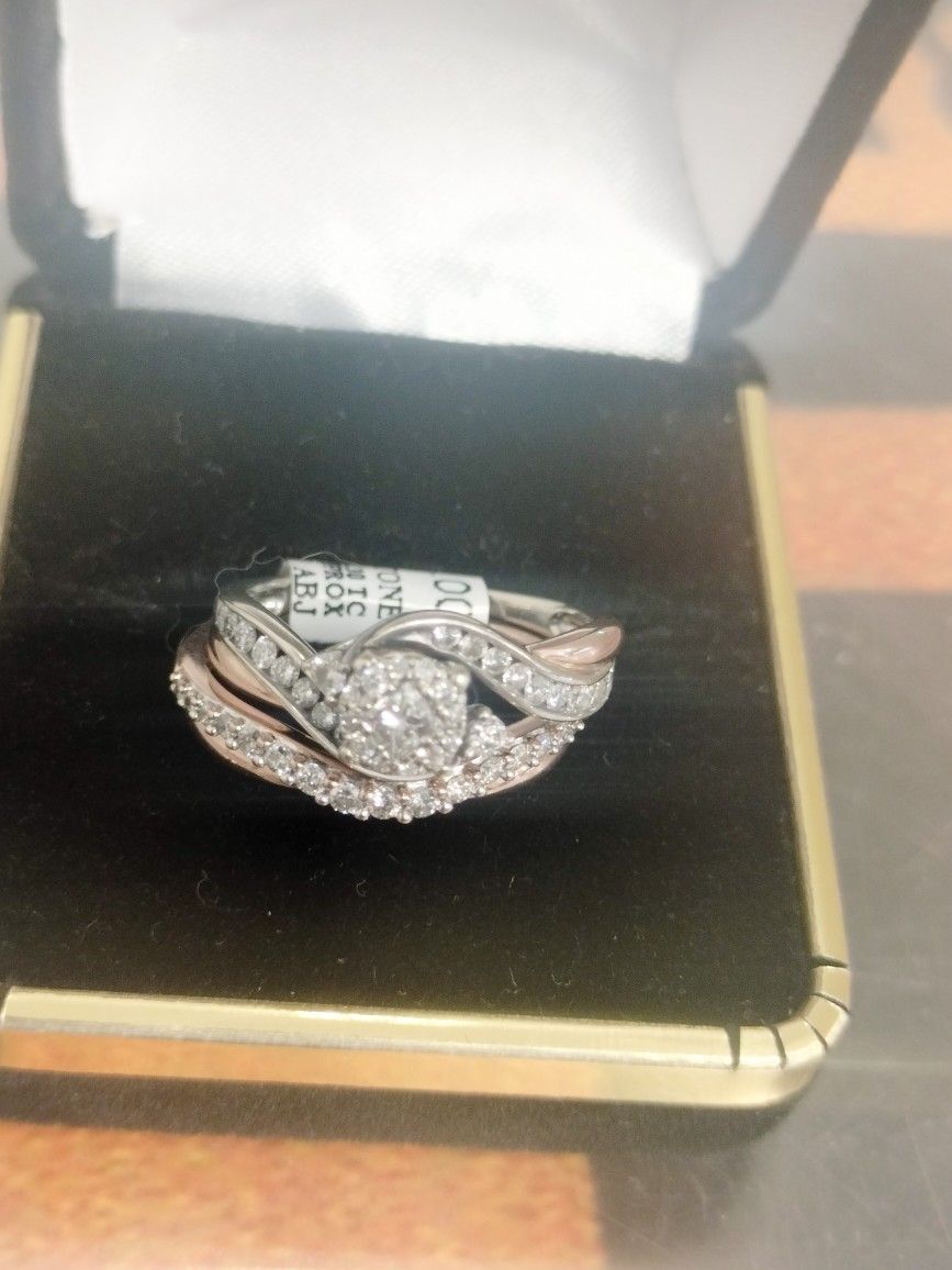 14kt Dual Tone Wedding Set