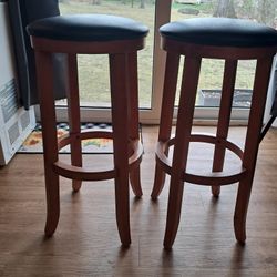 Good Quality Leather & REAL Wood Stools