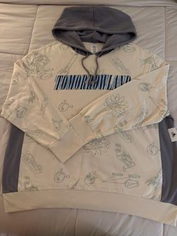 Disney Tomorrowland Theme Park Hoodie Colorblock Cream Gray XXL