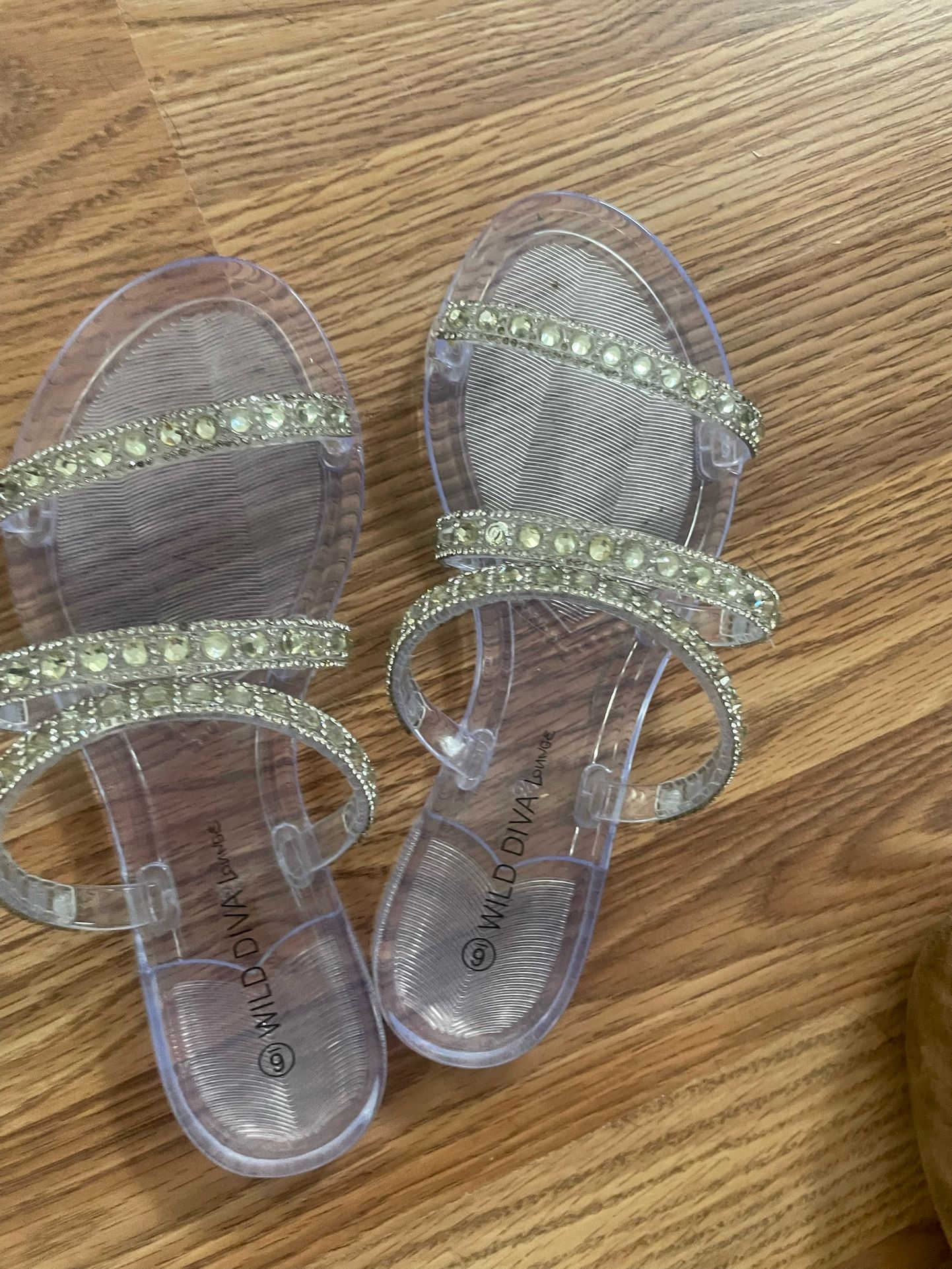 Wild Diva Transparent Rhinestone Sandals