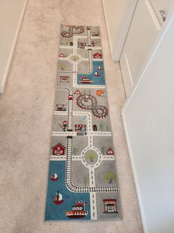 Kids Play Rug with Road and Train Track