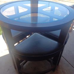 4 Piece Glass/ Wood Table
