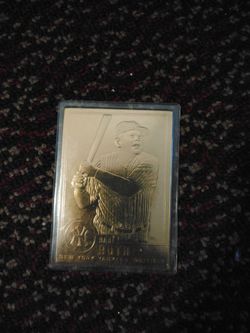 1996 Babe Ruth #30 22kt gold-plated commemorative trading card issued by the Danbury Mint and licensed through CMG Worldwide.