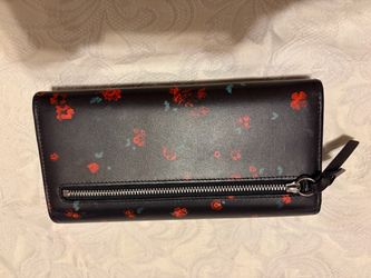 IRO Black Floral Print Leather Continental Wallet