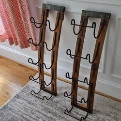 Rustic Wooden Wine Rack Set – Upcycled Barrel Staves, Wall Mounted, Holds 10 Bottles