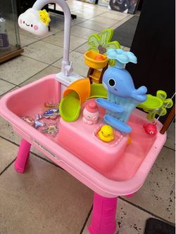 Kids Water Play Table Set - "Go Fishing" Activity Station with Accessories