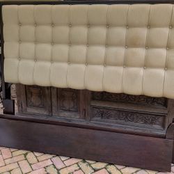✨ Upholstered King Bed Frame – Solid Wood + Tufted Headboard ✨