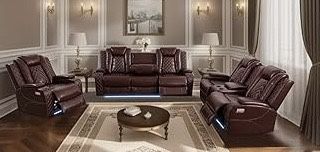 💥FREE DELIVERY💥Brand New POWER, LED, USB  3PC Reclining Sofa Loveseat Chair Set 