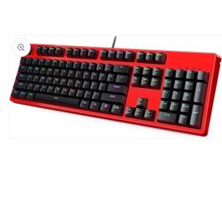 Mechanical Gaming Keyboard RGB Backlight with Linear Red Switches, 104-Key Anti-Ghosting Wired USB Keyboard for PC, Laptop KM-G18