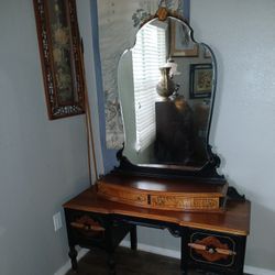 Antique Vanity Dressing Table Dresser With Mirror 