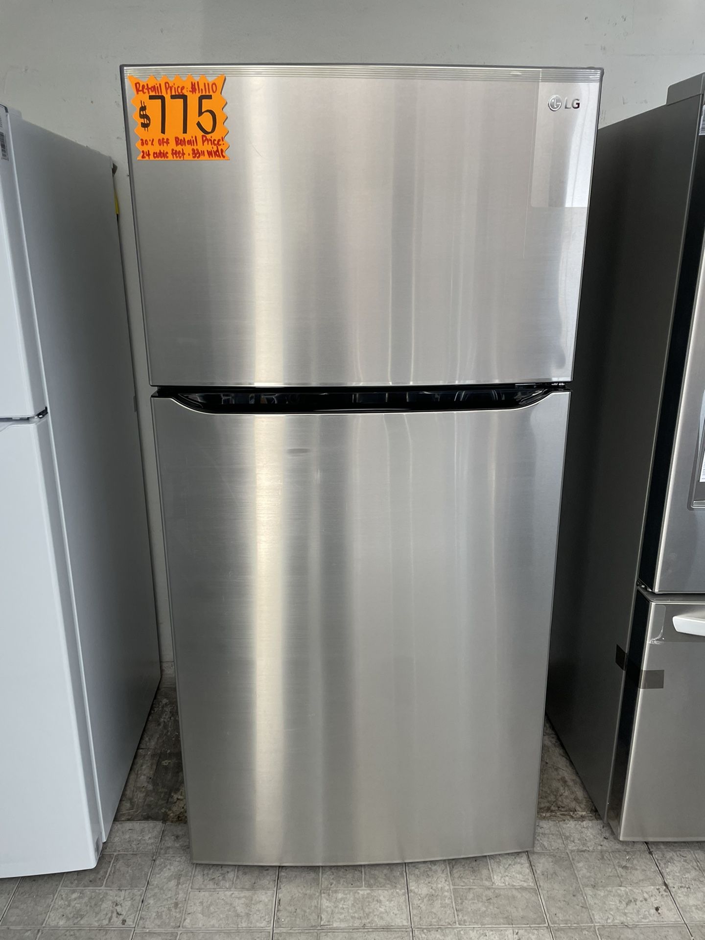 New LG Top Freezer Refrigerator 33” Wide