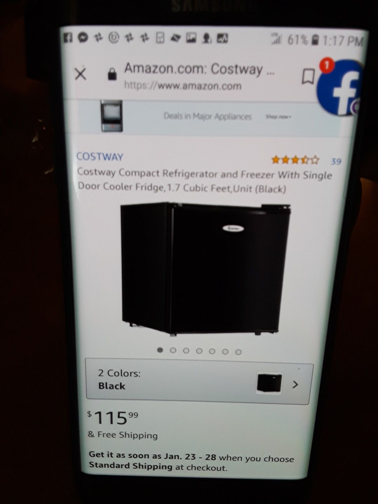 Galanz mini fridge 1.7 cf