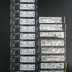 Lot of 41 Tested M.2 SSDs – Samsung, Kioxia, WD, Kingston – SATA & NVMe (192GB / 256GB / 512GB)